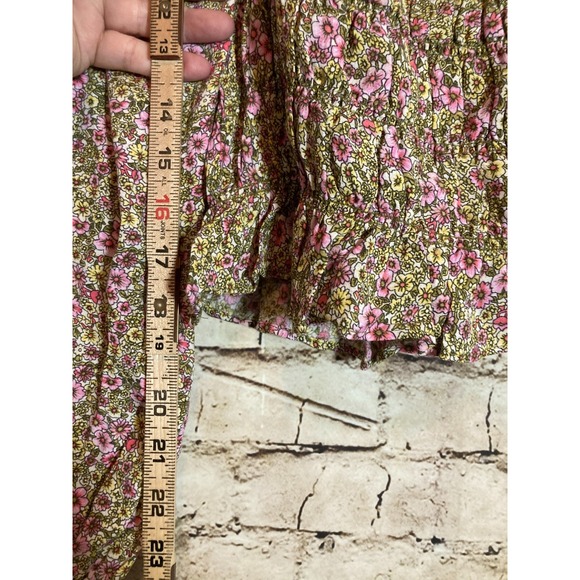 H&M Crop Top Women Medium Ditsy Micro Floral Milk Maid Babydoll Ruffles Romantic - Picture 9 of 13